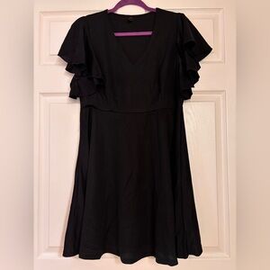 Fancyinn Black Mini Dress with Ruffle Sleeves